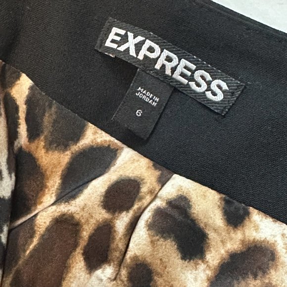 Express 6 Tulip Hem Flirty Pencil Skirt Black Lined Knee Length - Picture 7 of 7